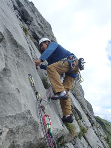 Leading the crux pitch